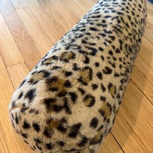 Rachel Zoe Faux Fur Leopard/Cheetah Bolster Pillow, 9"x23", Polyester, Brand New